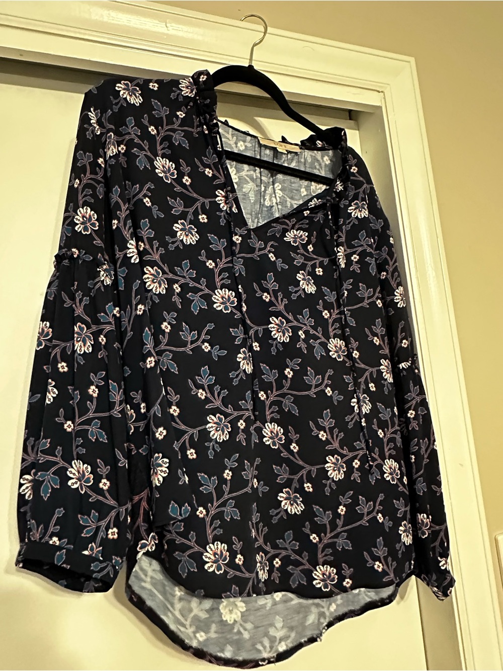 Loft navy floral blouse
